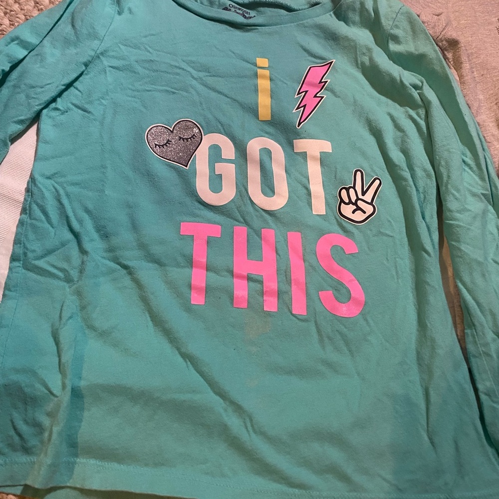 Size 8 girl’s Tee set: Oshkosh Long sleeved, DKNY short sleeved tees